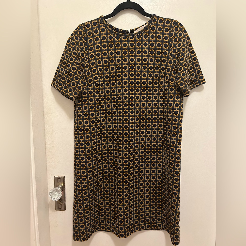 LOFT (petites) navy blue and mustard dress.